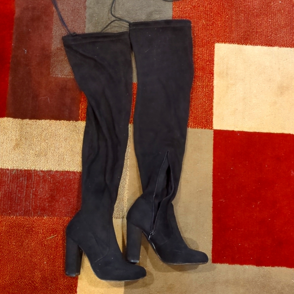 Thigh high suede boots